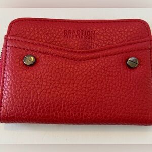 Kenneth Cole reaction red pebble leather zip around wallet